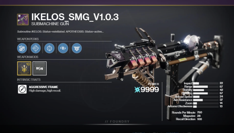 IKELOS_SMG_V1.0.3 PvE God Roll