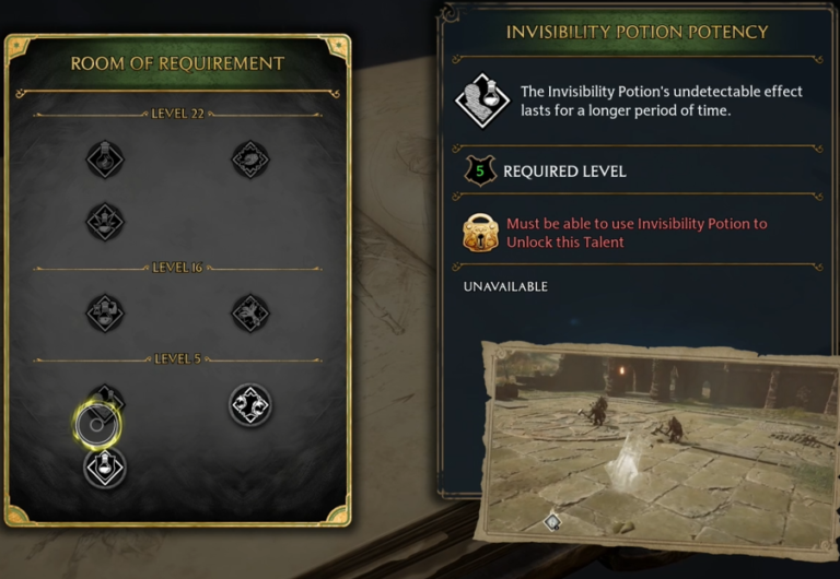 Hogwarts Legacy Invisibility Potion Potency