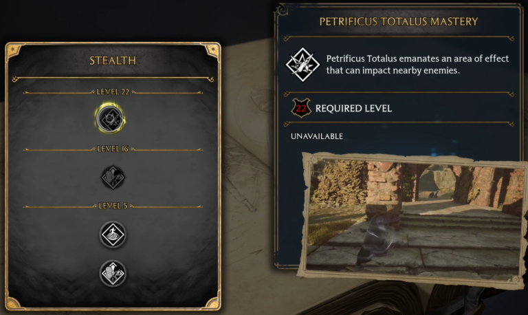 Hogwarts Legacy Talent Petrificus Totalus Mastery