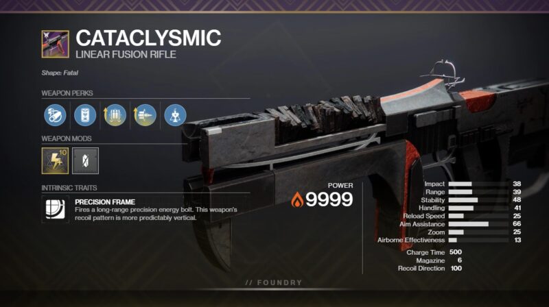 Cataclysmic PVE God Roll