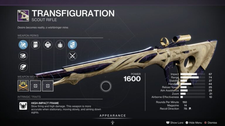 Destiny 2 Transfiguration Scout Rifle